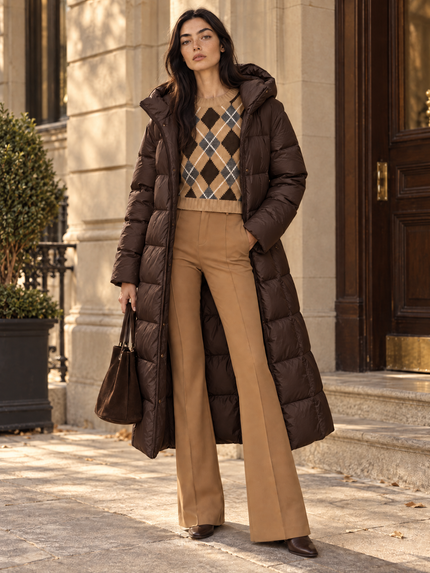 Down Elegant Down Coat - Brown