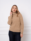 Brushed wool & cashmere turtleneck -  Beige Camel