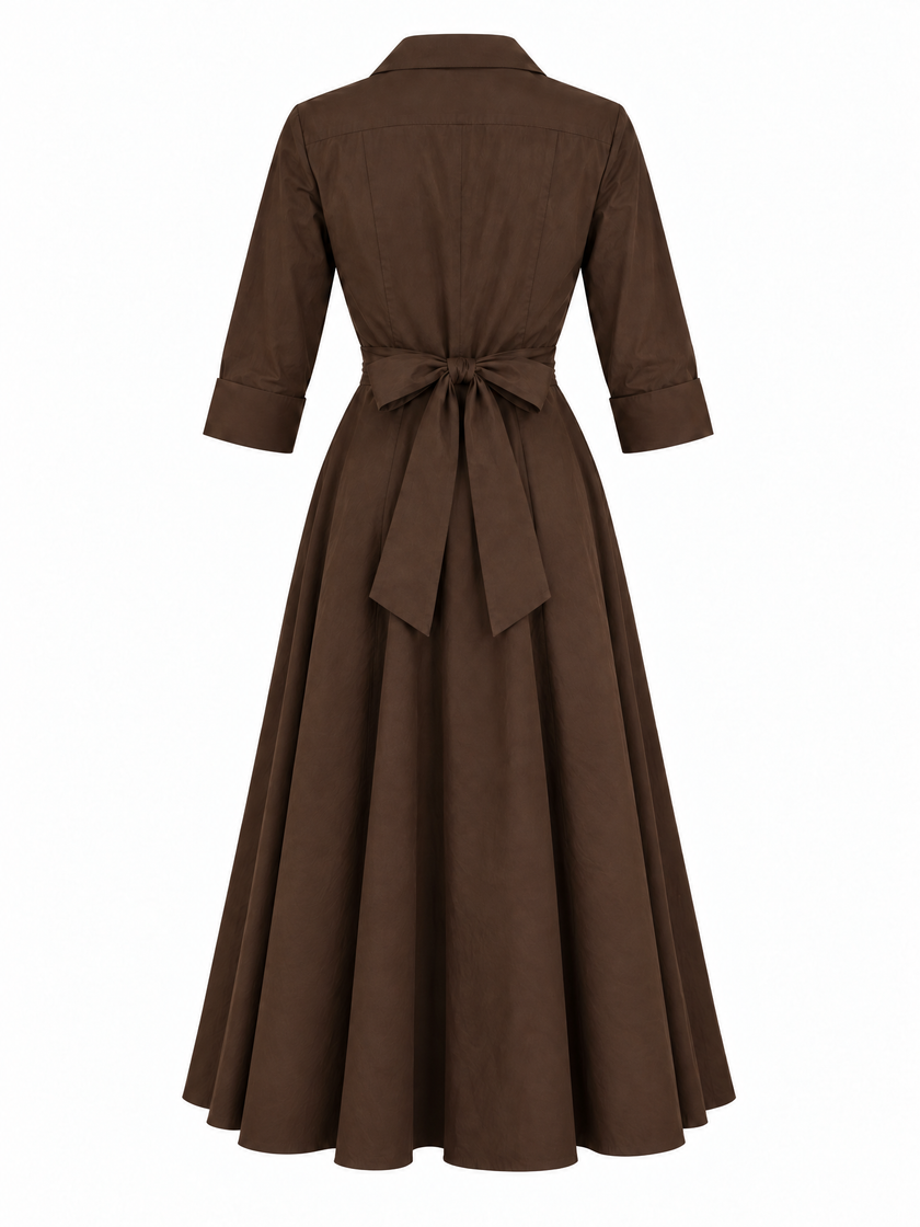 Wrap-Tie Dress - Chocolate Brown