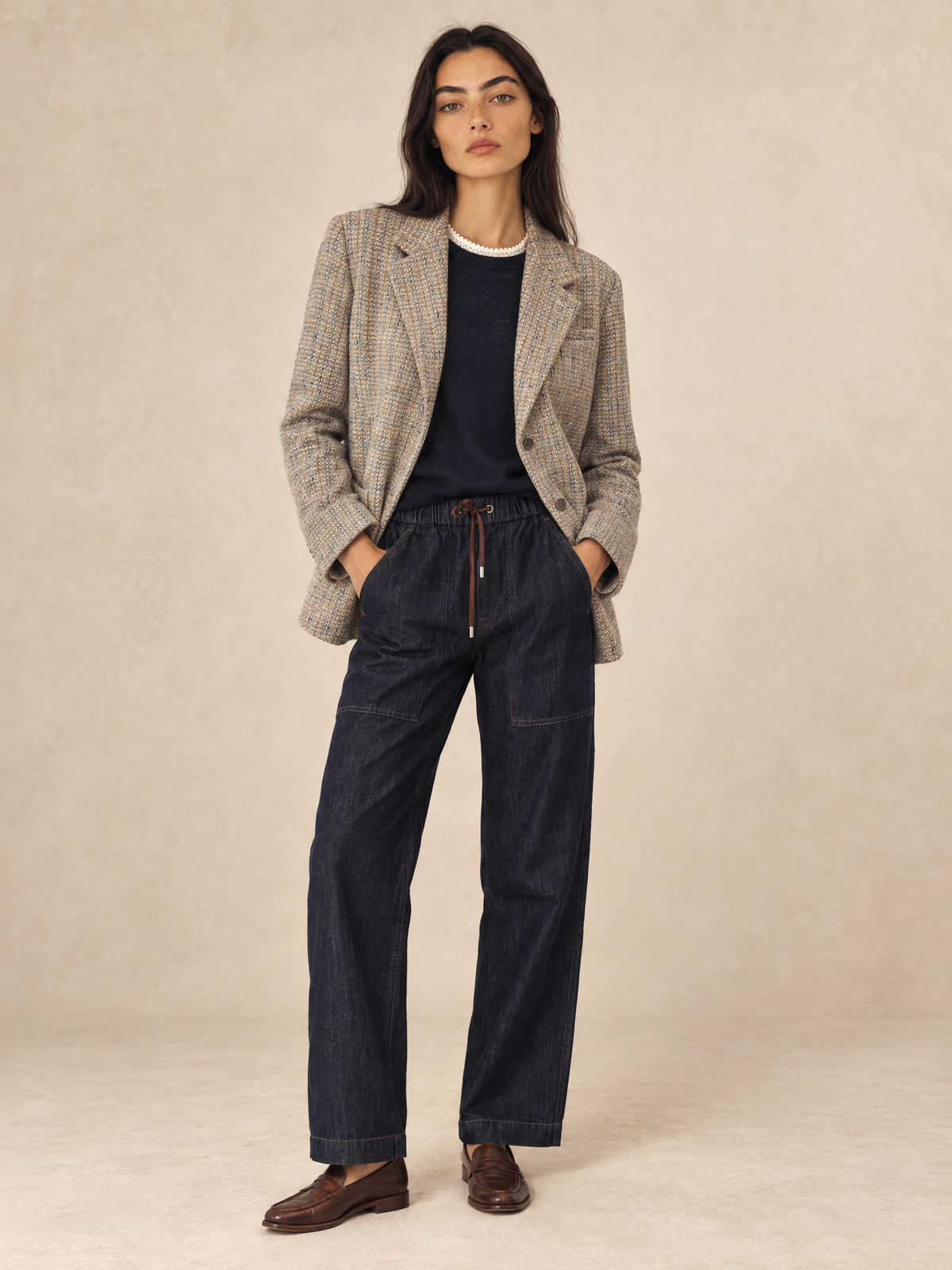 Wool-Blend Twill Blazer
