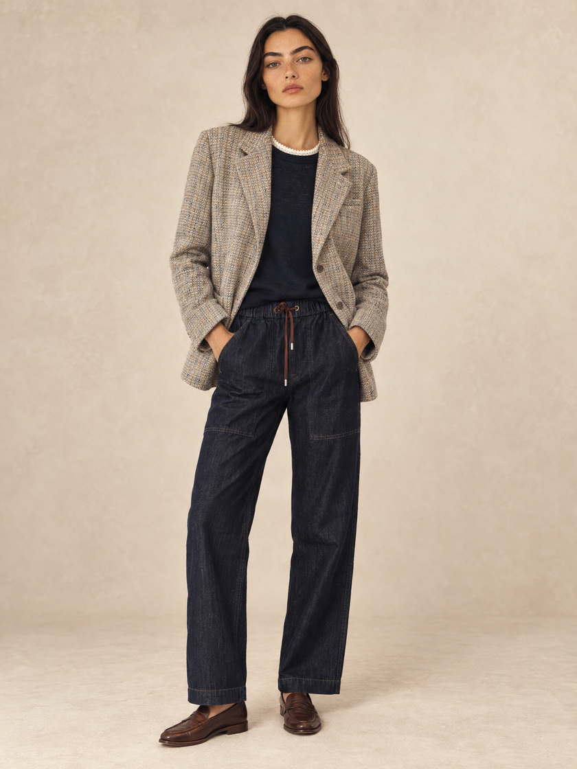 Wool-Blend Twill Blazer