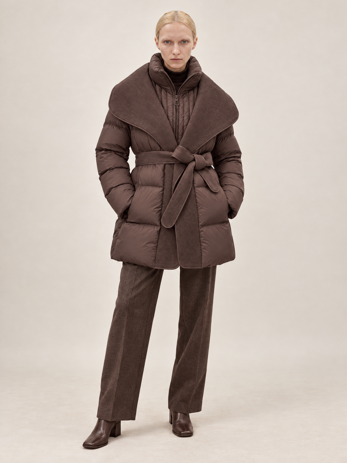 Brown Coat-Jacket with belt