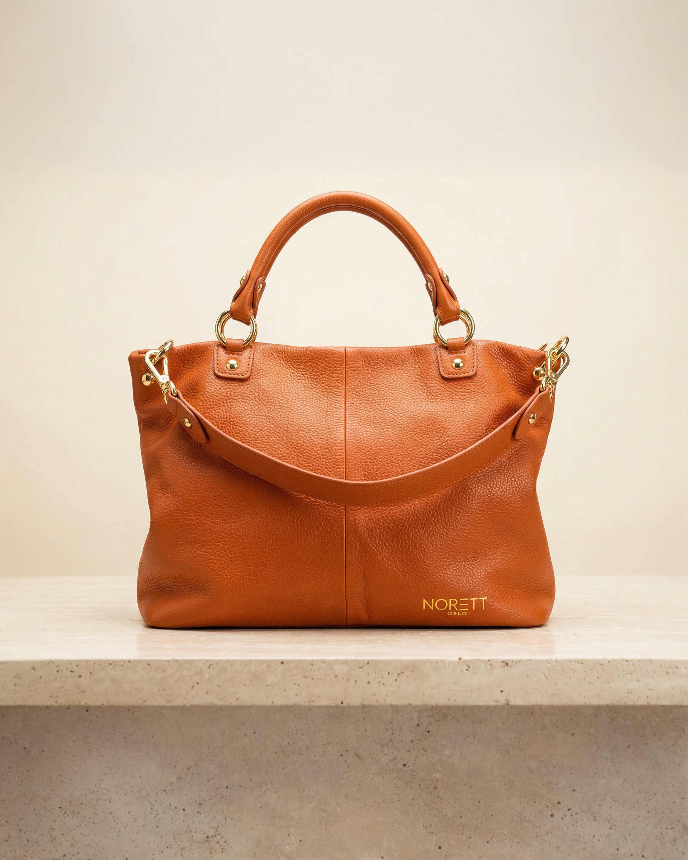 Cognac Leather Tote Bag