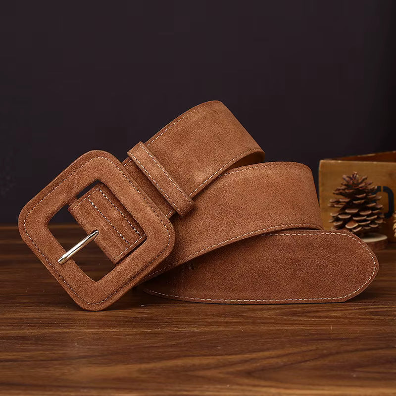 Leather Waist Belt - Suede Camel