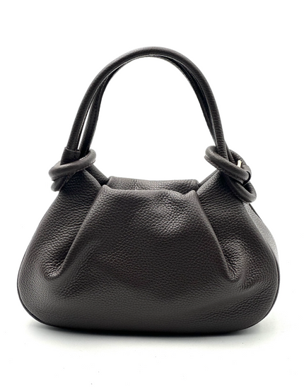 Ruched Handbag -  Dark Brown