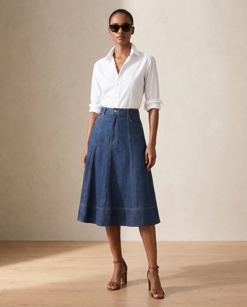 Denim Midi Skirt