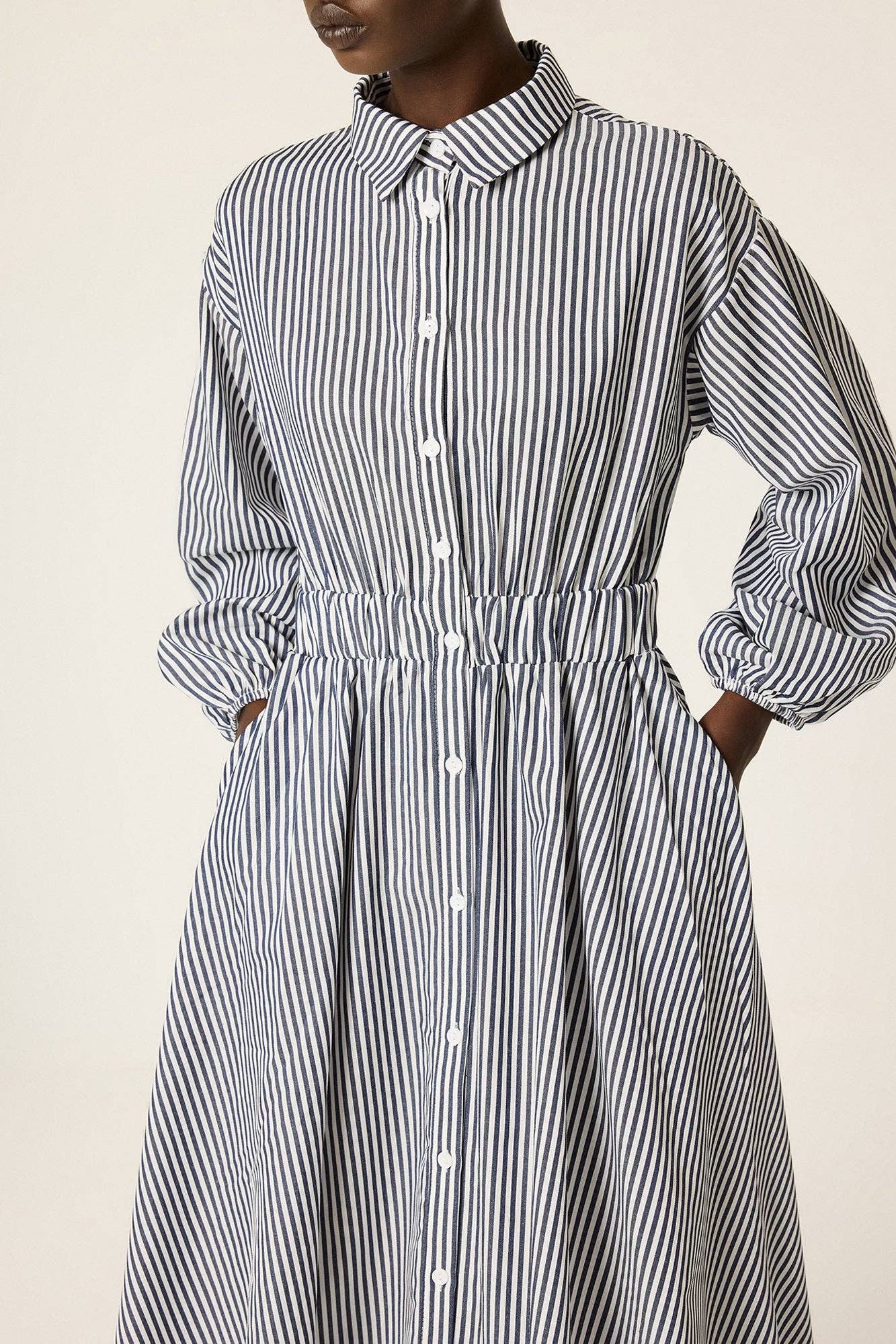 Strip Poplin Shirt Dress