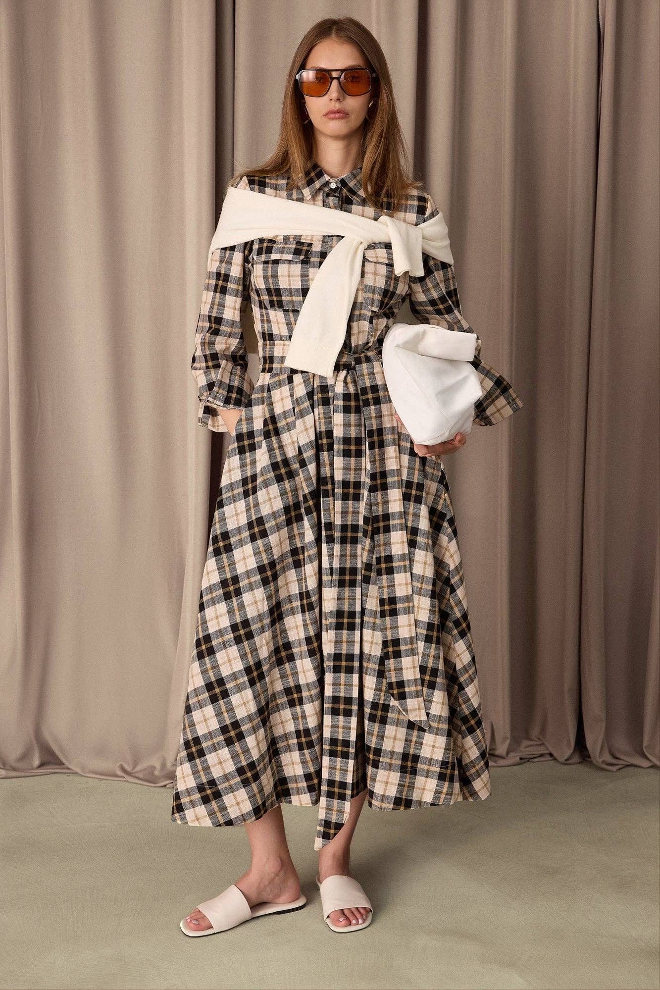 Plaid Maxi Shirt Dress