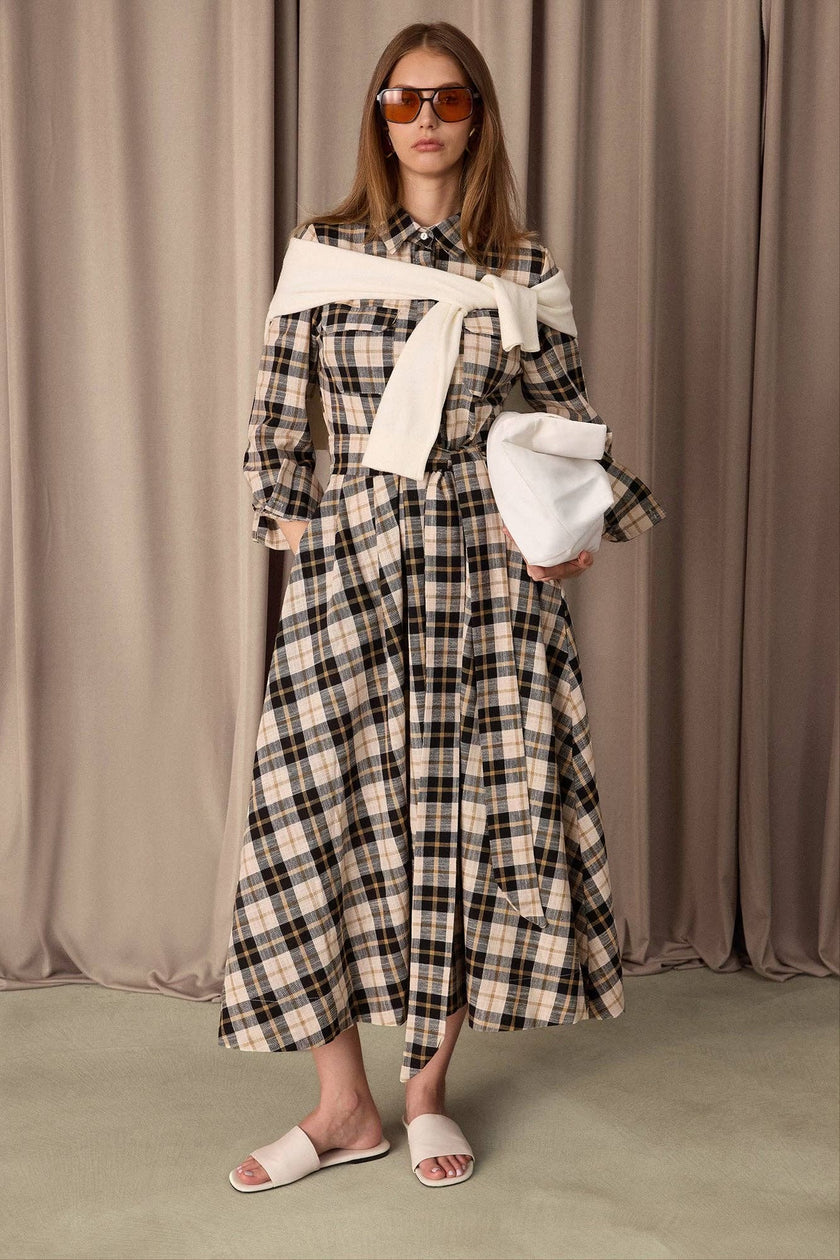Plaid Maxi Shirt Dress