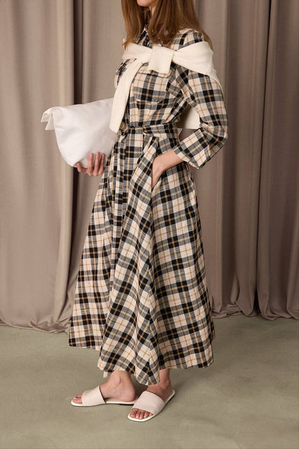Plaid Maxi Shirt Dress