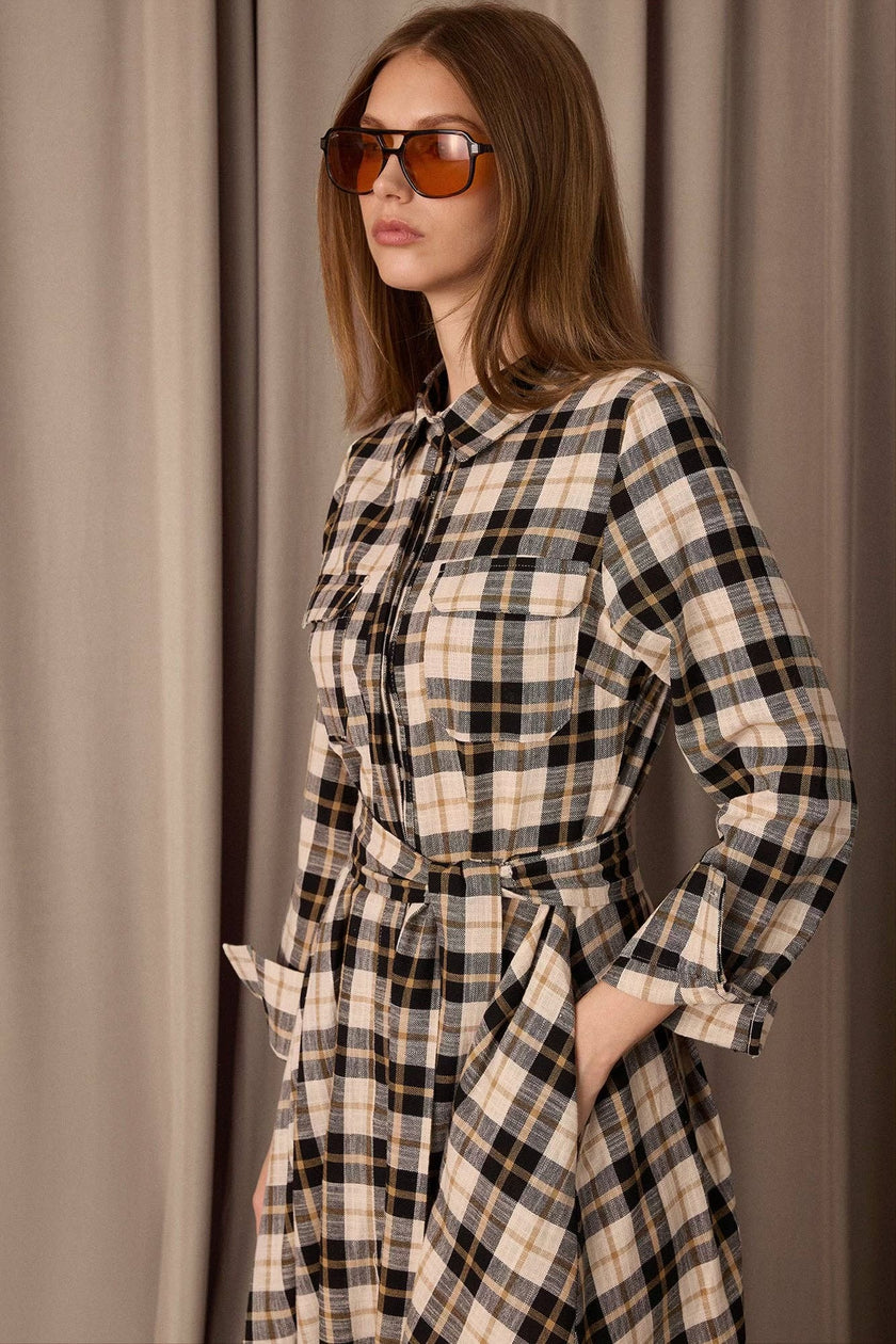 Plaid Maxi Shirt Dress