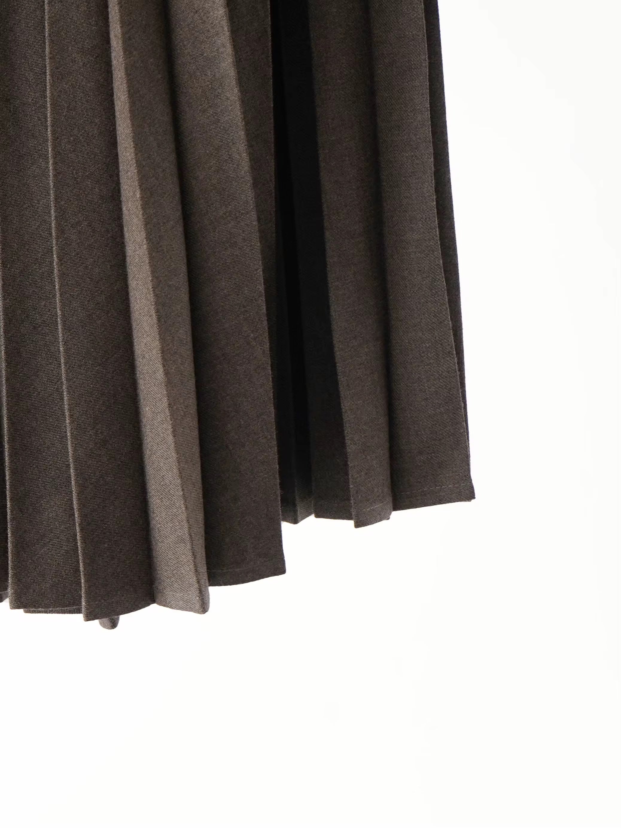 Wool Pleated Midi Skirt