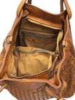 Waved Leather Shopping Bag - Brown