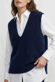 Cashmere-Blend Brushed Vest - Navy Blue