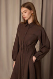 Elastic Waist Poplin Shirt Dress