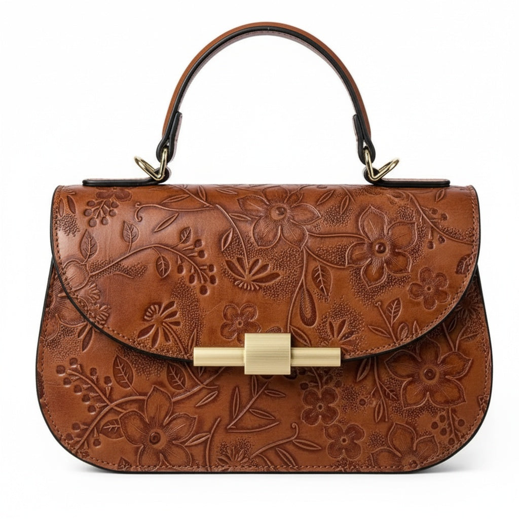 Shoulder Bag - Embossed Flowers