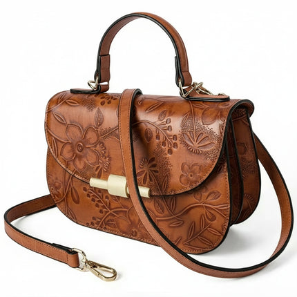 Shoulder Bag - Embossed Flowers