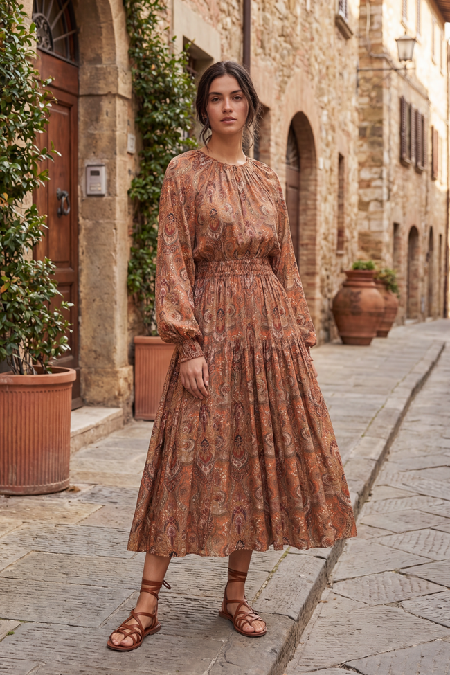 Baroque Viscose Midi Dress