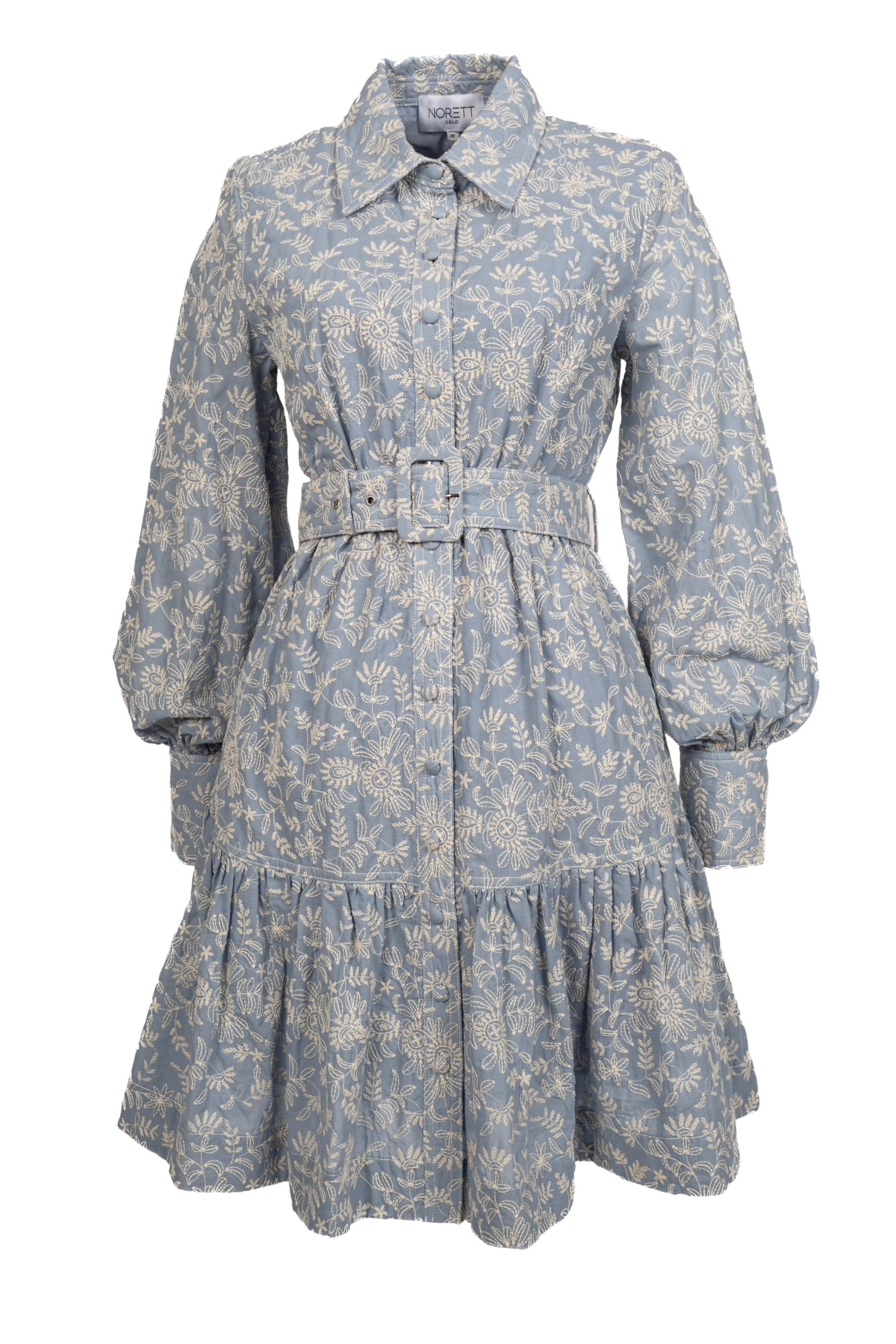 Cotton Embroidery Shirtdress - Sky Blue