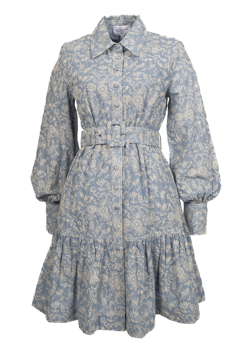 Cotton Embroidery Shirtdress - Sky Blue