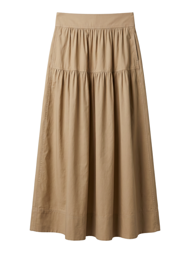 Poplin Cotton Midi Skirt