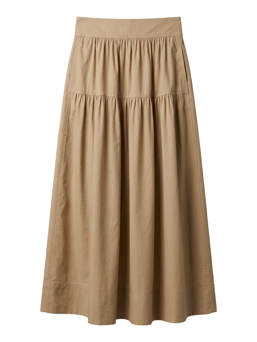Poplin Cotton Midi Skirt