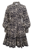 Cotton Embroidery Shirtdress - Navy Blue