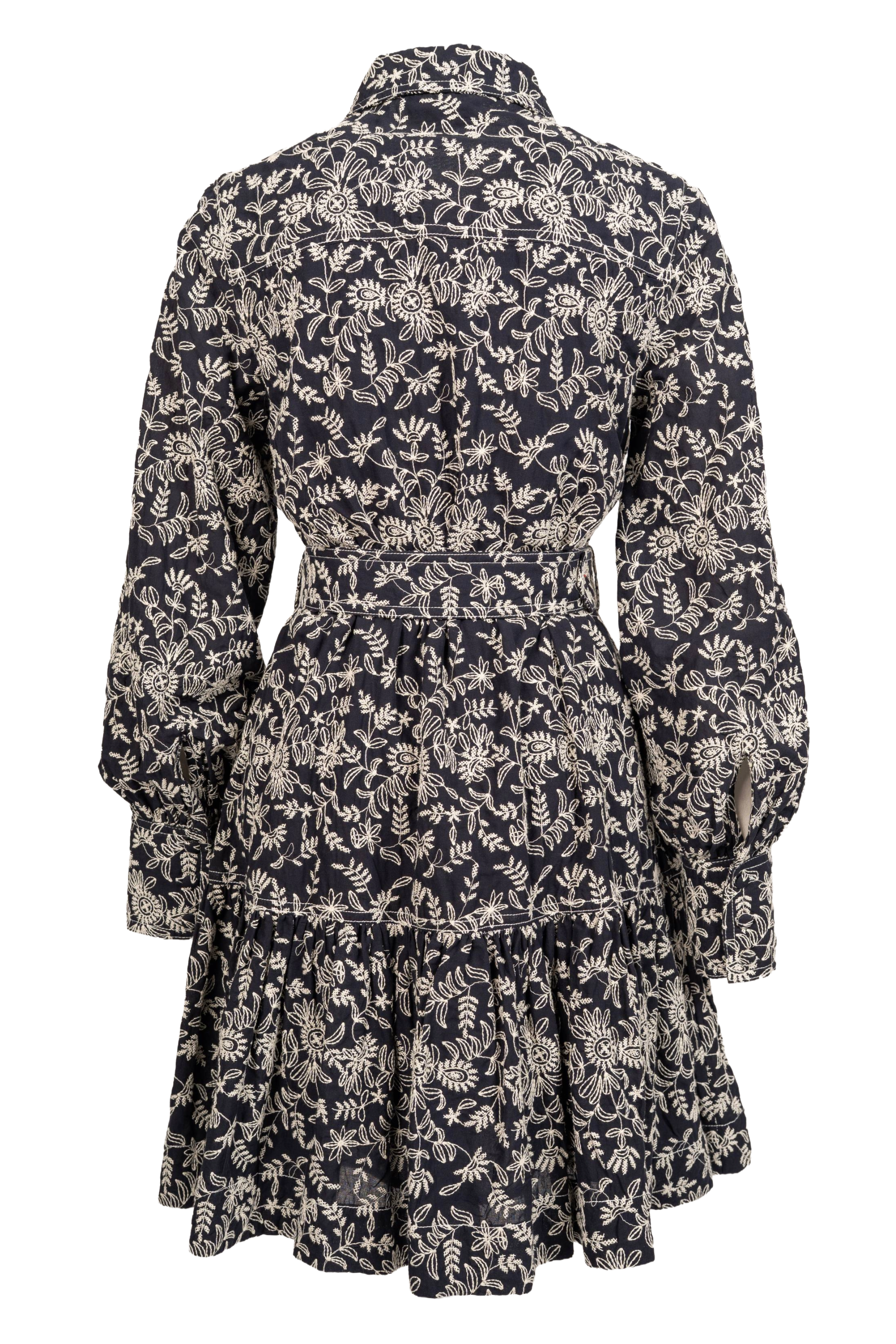Cotton Embroidery Shirtdress - Navy Blue
