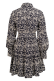 Cotton Embroidery Shirtdress - Navy Blue