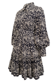 Cotton Embroidery Shirtdress - Navy Blue