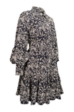 Cotton Embroidery Shirtdress - Navy Blue