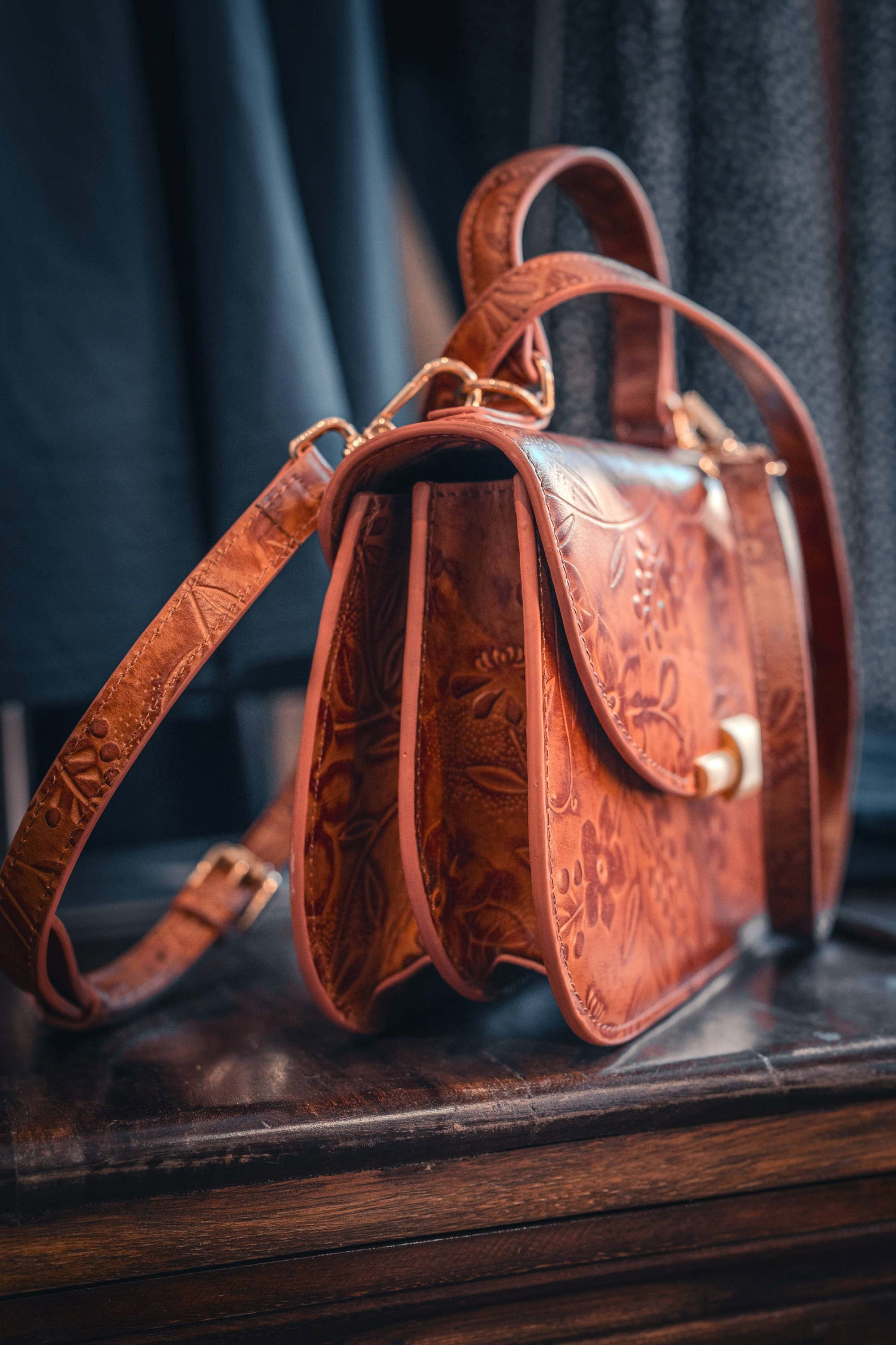 Shoulder Bag - Embossed Flowers