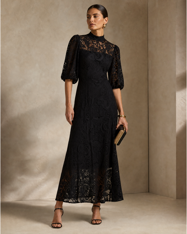 Lace Maxi Dress - Black