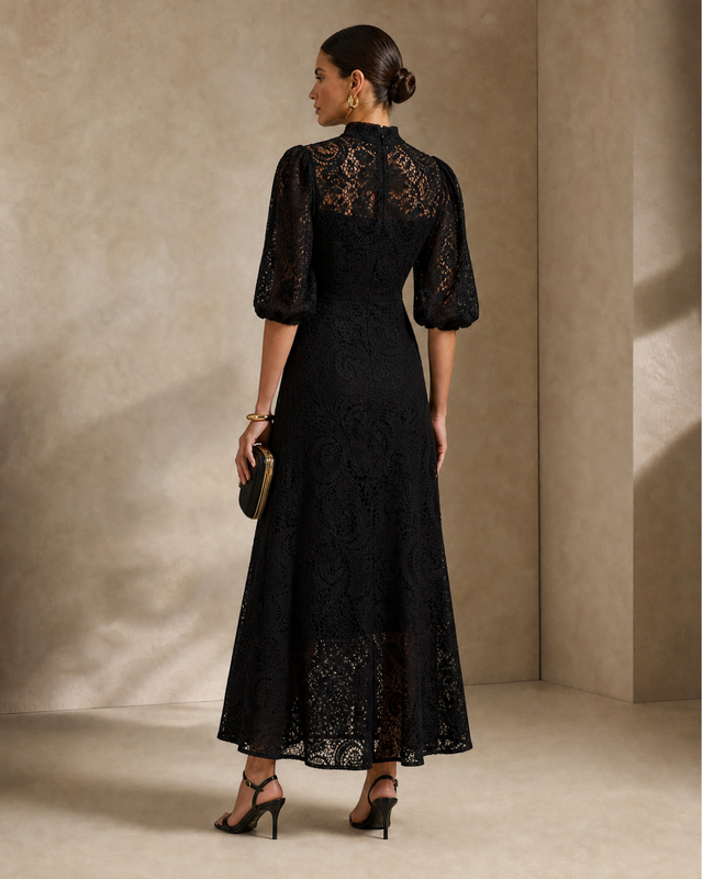 Lace Maxi Dress - Black