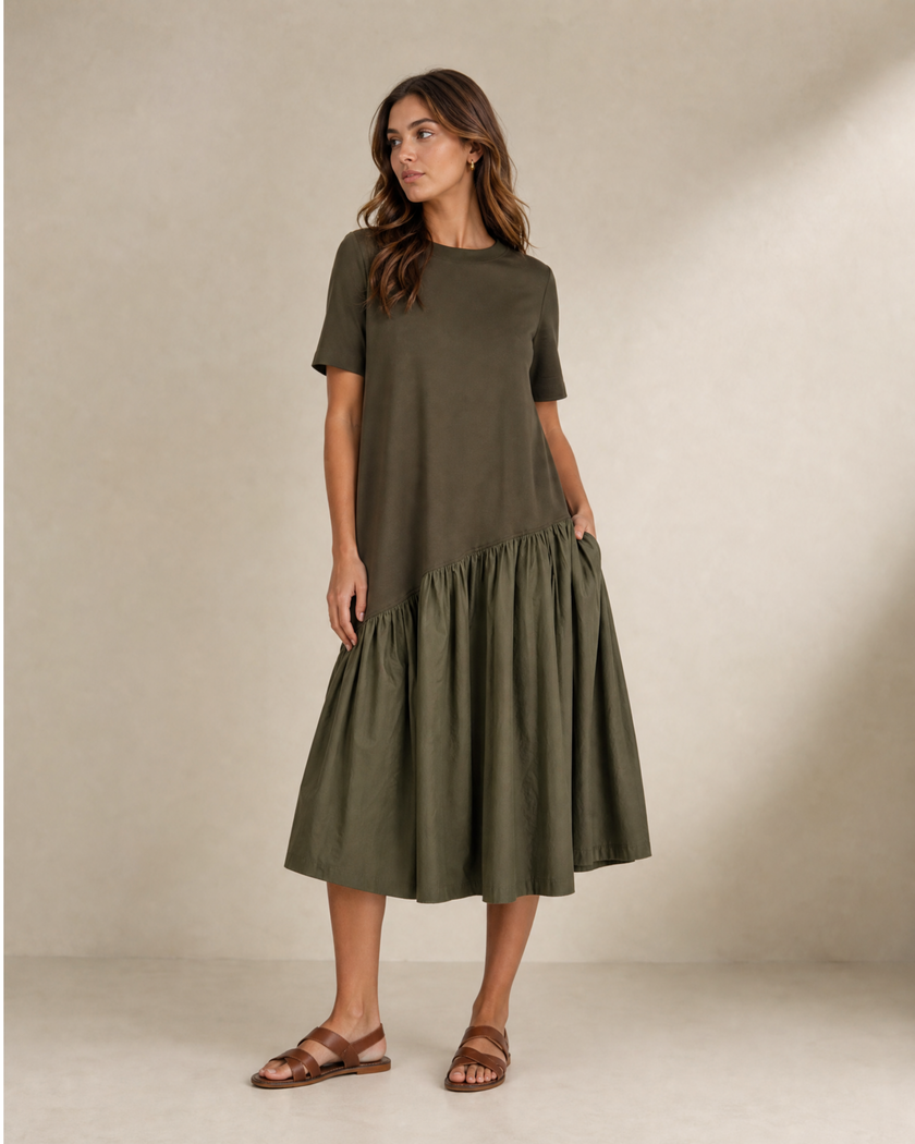 Stretch Cotton Midi Dress
