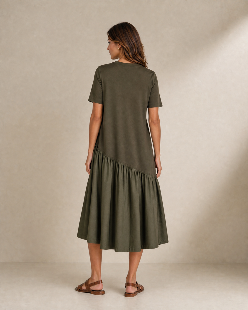 Stretch Cotton Midi Dress