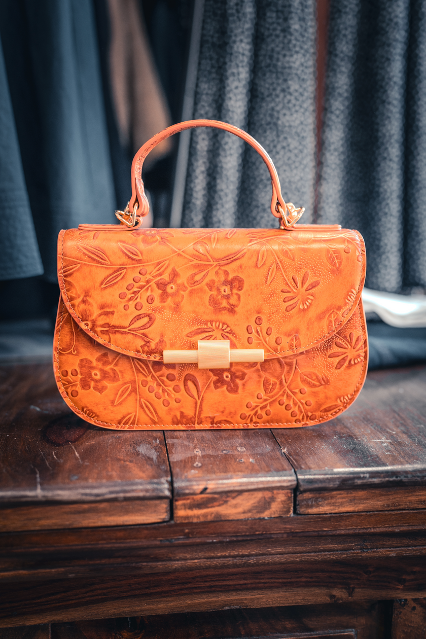 Shoulder Bag - Embossed Flowers
