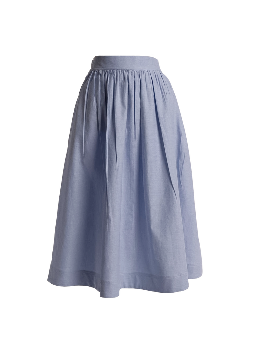 Oxford Cotton Midi Skirt
