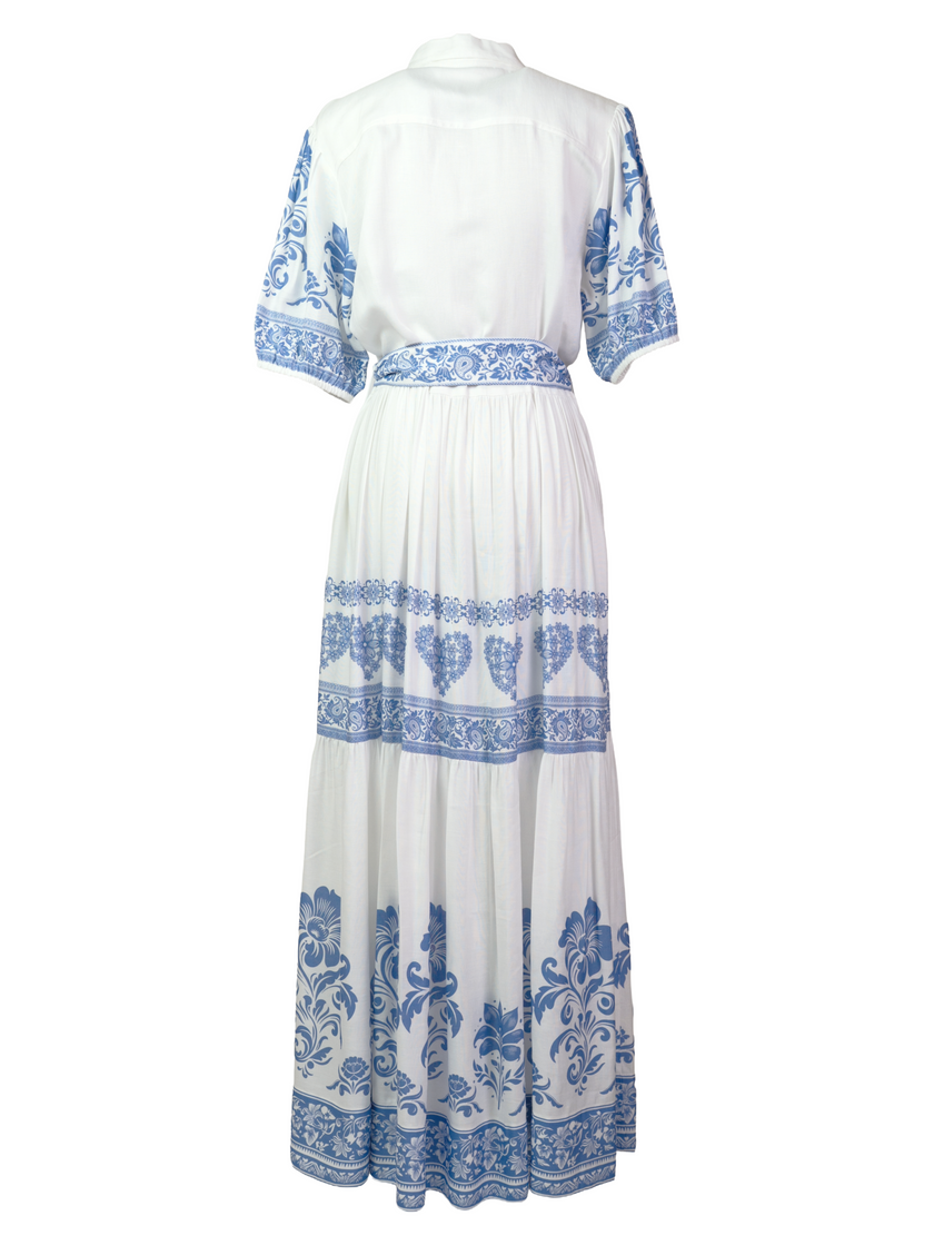 White Linen Blend Maxi Dress