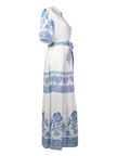 White Linen Blend Maxi Dress