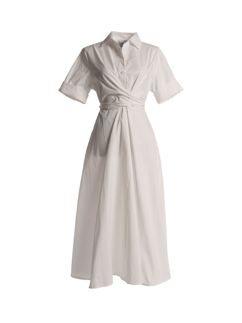 White Poplin Structured Dress