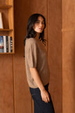 Brushed wool & cashmere short sleeve sweater
