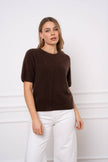 Brushed wool & cashmere short sleeve sweater