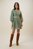 Daisy Embroidered Wrap Dress