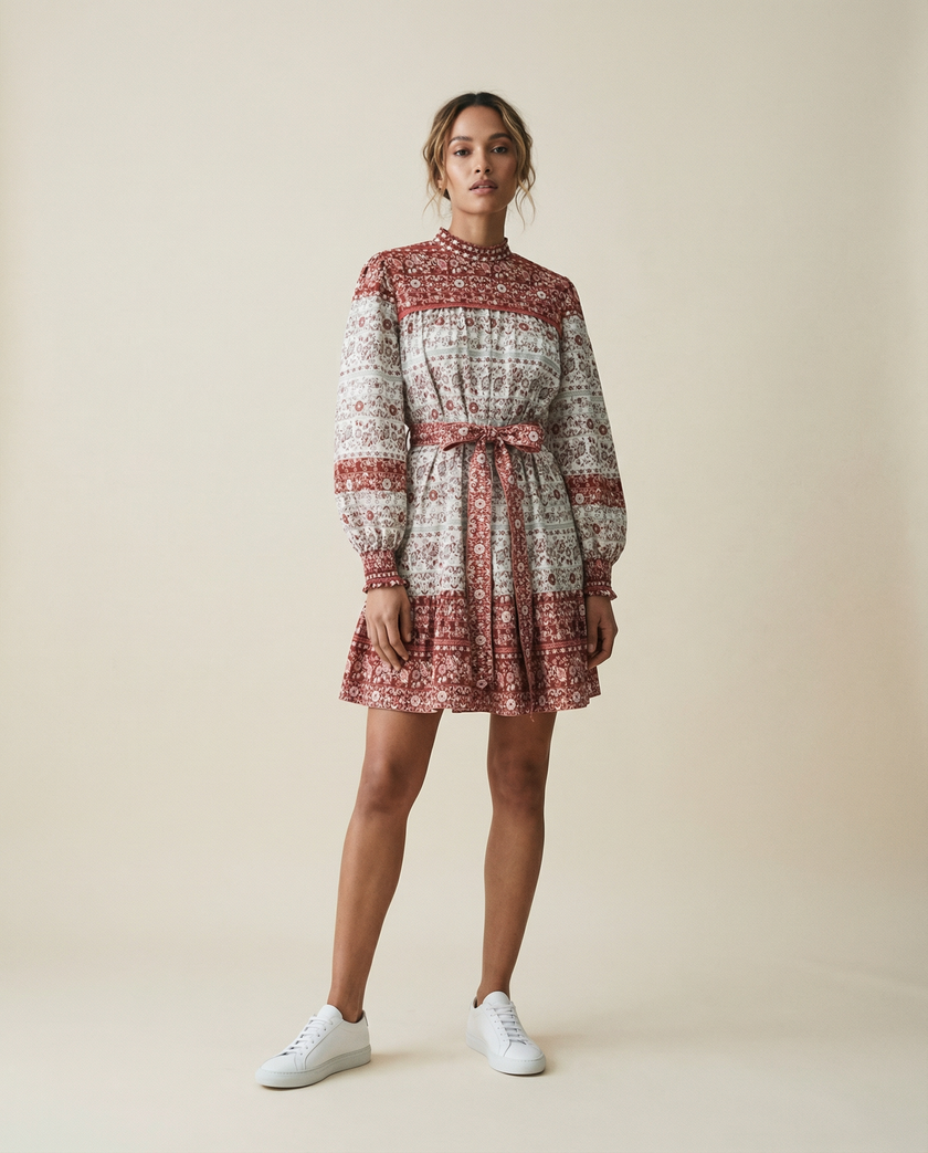 Cotton Jacquard Folk Dress