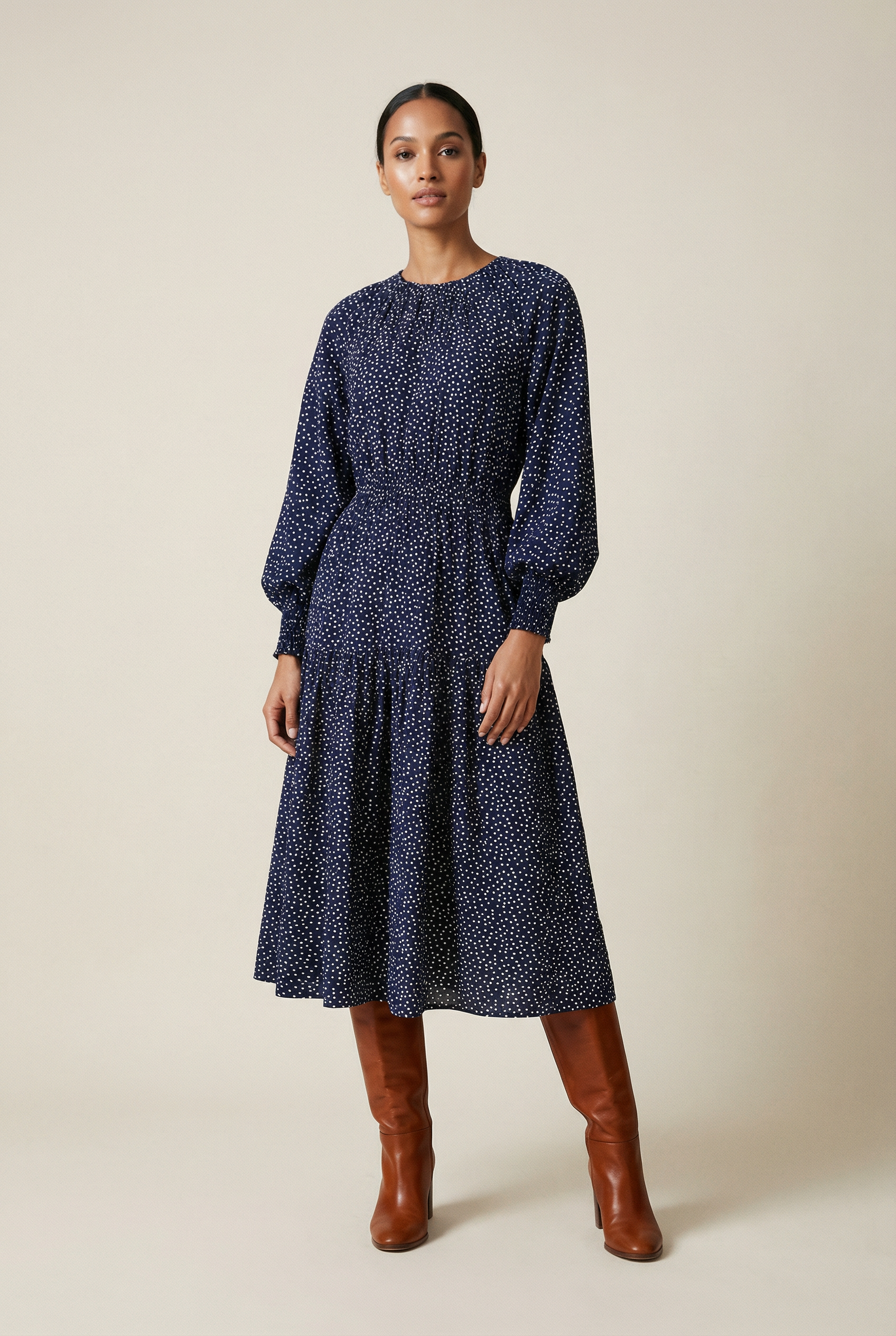Ecovero Polka-Dot Midi Dress